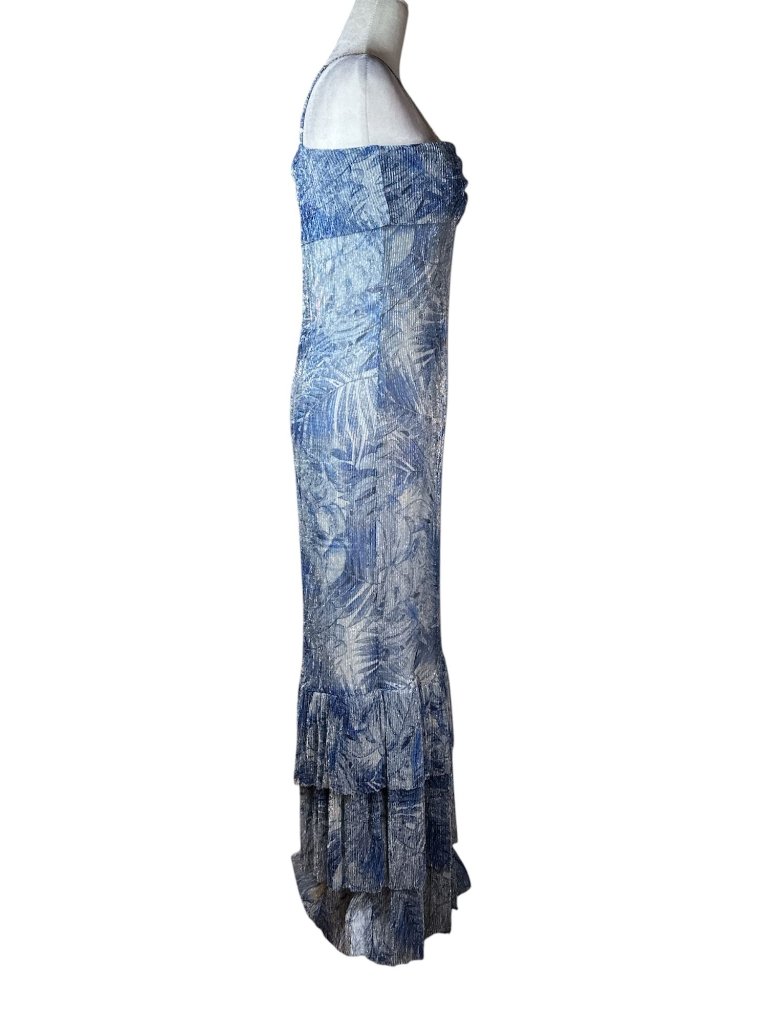 Mia Vesper Frond Mermaid Dress In Blue Small Womens Maxi Long Gown Cocktail — image 7 of 8